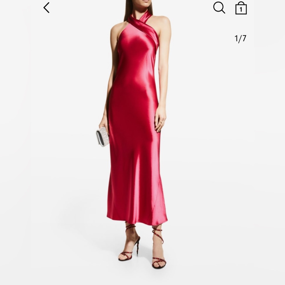NWT Galvan London Halter Bias Cut Satin Cropped Pandora Gown Size 8 $1890